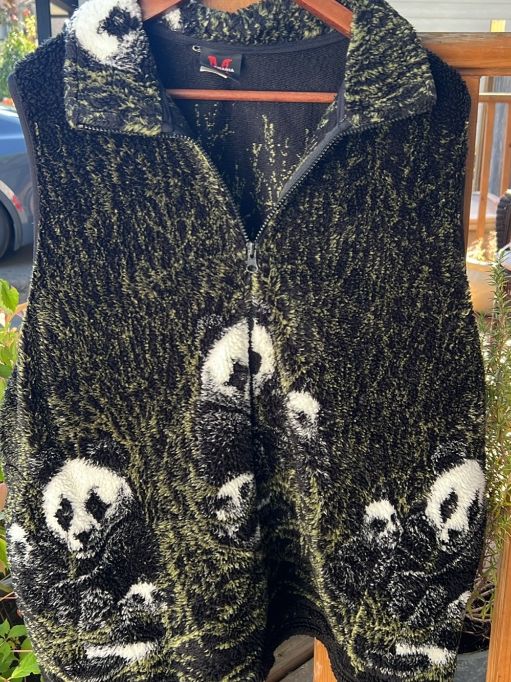 Vintage Mazmania Panda Zip-Front Fleece Vest Unisex 2X (mens XXL)